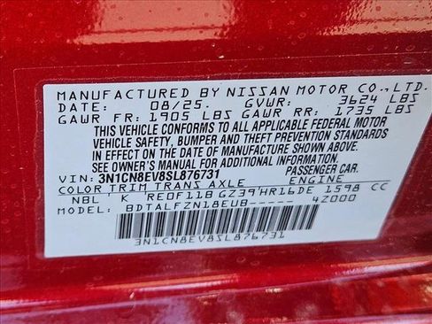 New 2025 Nissan Versa SV w/ Trunk Package image 16