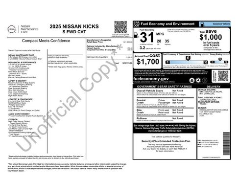 Used 2025 Nissan Kicks S FWD image 1