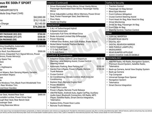 Used 2023 Lexus RX 500h F SPORT Performance w/ Accessory Package (K3) image 34