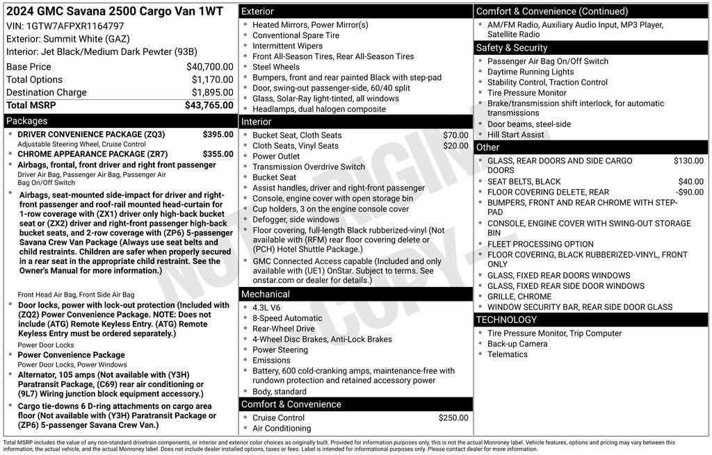 Used 2024 GMC Savana 2500 w/ Driver Convenience Package RWD image 4