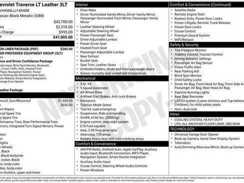 Used 2018 Chevrolet Traverse LT w/ LPO, Floor Liner Package image 5