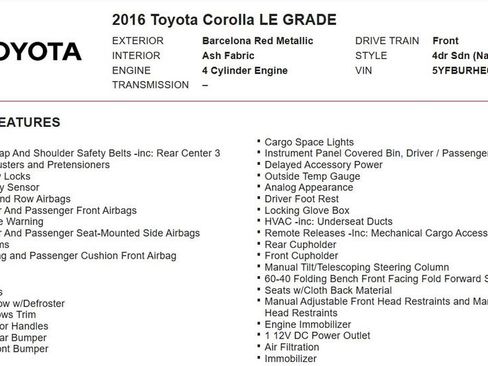 Used 2016 Toyota Corolla LE FWD image 11