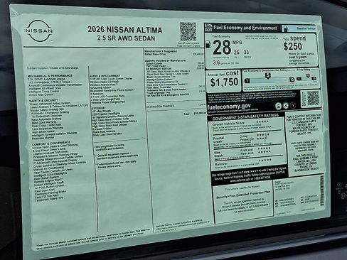 New 2026 Nissan Altima 2.5 SR w/ SR Midnight Edition Package AWD/4WD image 19
