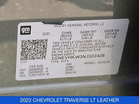 Used 2022 Chevrolet Traverse LT w/ LT Premium Package image 30
