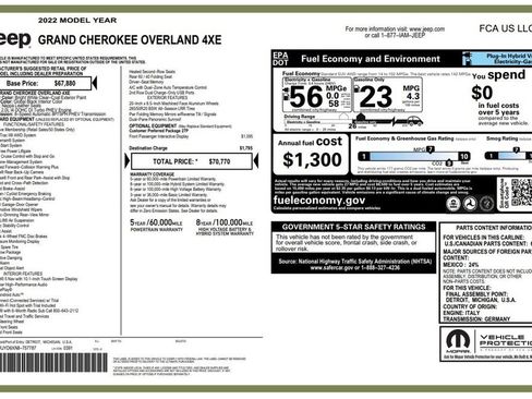Certified 2022 Jeep Grand Cherokee Overland AWD/4WD image 3