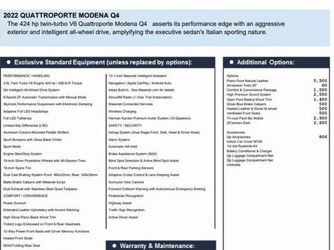Certified 2022 Maserati Quattroporte Modena Q4 image 2