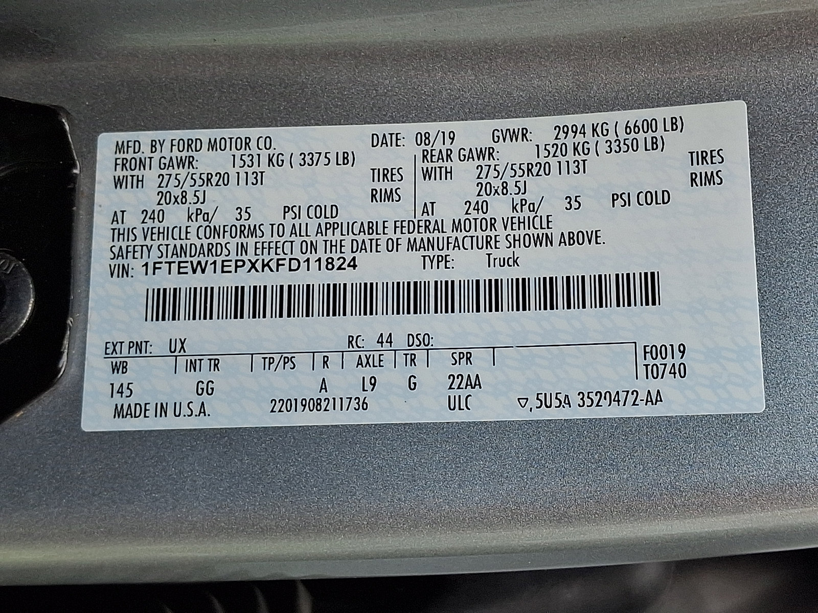 Certified 2019 Ford F150 XL w/ Equipment Group 101A Mid AWD/4WD image 27