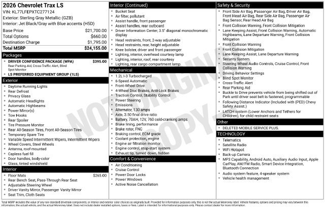 New 2026 Chevrolet Trax LS w/ Driver Confidence Package FWD image 4