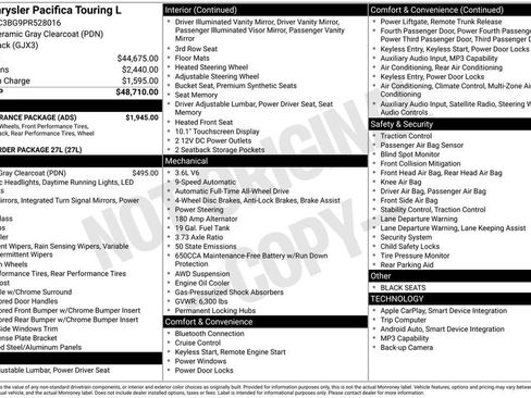 Used 2023 Chrysler Pacifica Touring-L w/ S Appearance Package AWD/4WD image 30