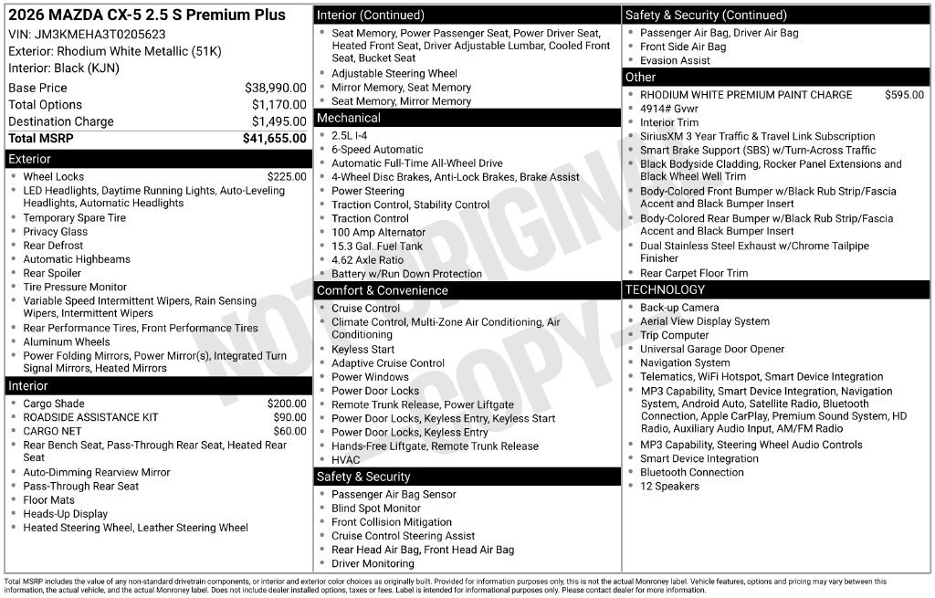New 2026 MAZDA CX-5 2.5 S w/ Premium Plus Package AWD/4WD image 34