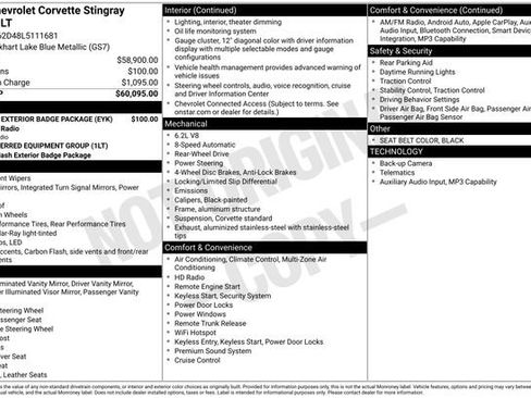 Certified 2020 Chevrolet Corvette Stingray Coupe w/ Chrome Exterior Badge Package image 5