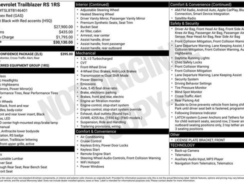New 2026 Chevrolet TrailBlazer RS w/ Driver Confidence Package image 23