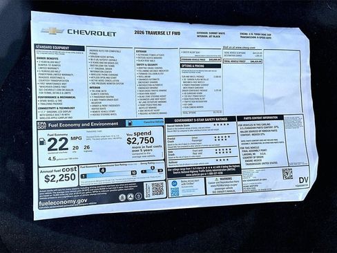 New 2026 Chevrolet Traverse LT w/ Sun and Wheel Package image 13