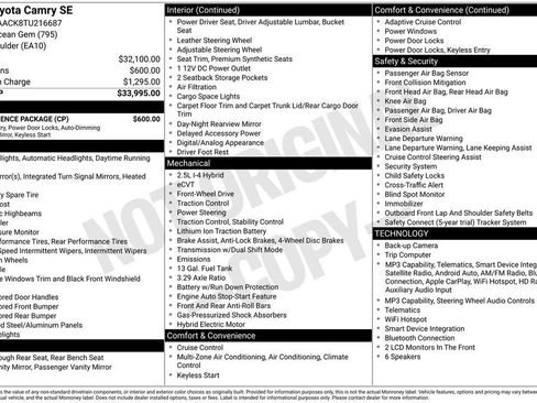 Used 2026 Toyota Camry SE w/ Convenience Package FWD image 37