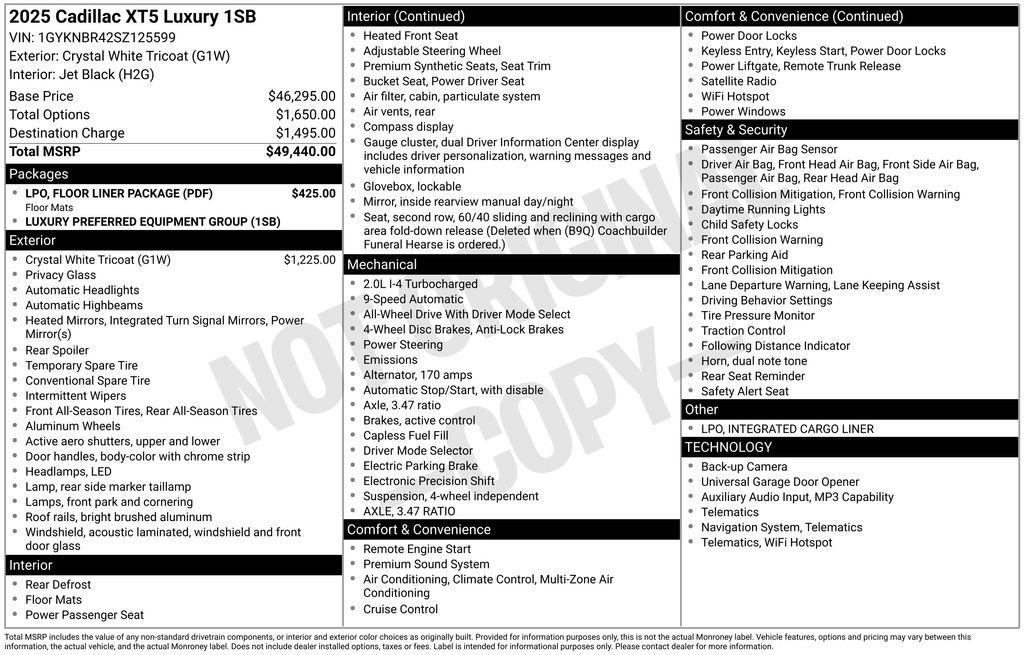 Certified 2025 Cadillac XT5 Luxury w/ LPO, Floor Liner Package AWD/4WD image 33