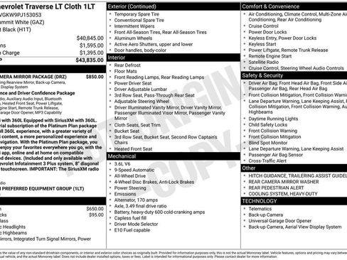 Used 2023 Chevrolet Traverse LT w/ Rear Camera Mirror Package image 4