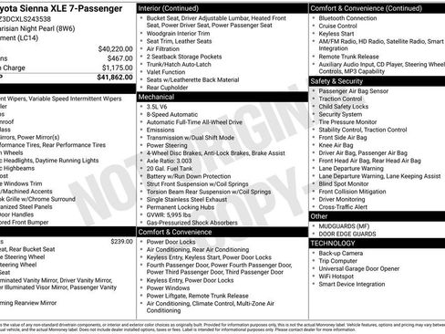 Used 2020 Toyota Sienna XLE AWD/4WD image 2