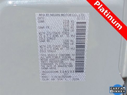 Used 2021 Nissan Murano Platinum w/ Cargo Package image 30