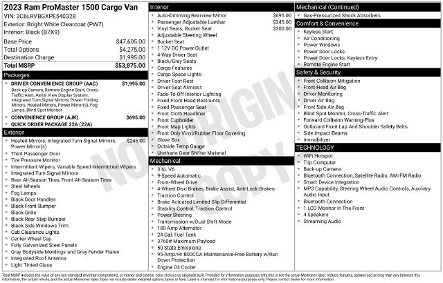 Used 2023 RAM ProMaster 1500 w/ Driver Convenience Group FWD image 12