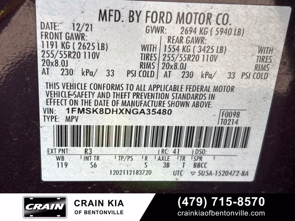 Used 2022 Ford Explorer XLT w/ Equipment Group 202A AWD/4WD image 21