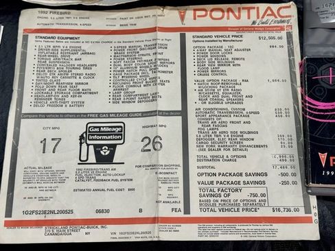 Used 1992 Pontiac Firebird Formula image 9