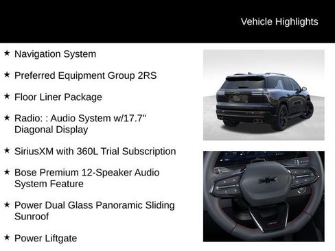 New 2026 Chevrolet Traverse RS w/ LPO, Floor Liner Package AWD/4WD image 3