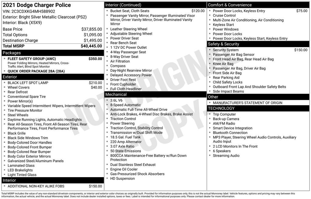 Used 2021 Dodge Charger Police w/ Fleet Safety Group AWD/4WD image 15