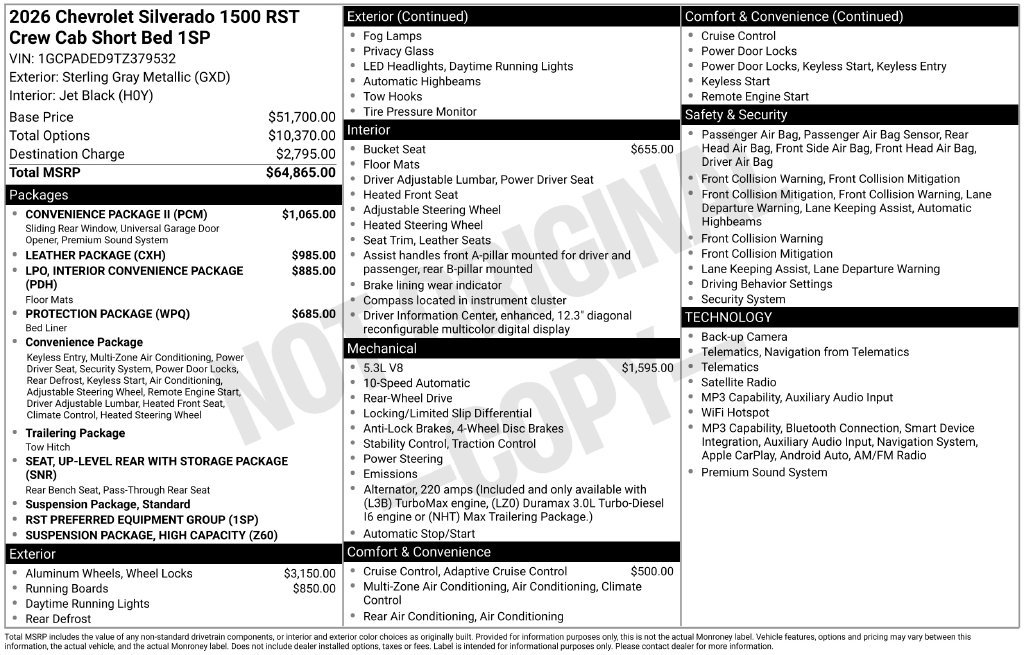 New 2026 Chevrolet Silverado 1500 RST w/ Convenience Package II RWD image 25