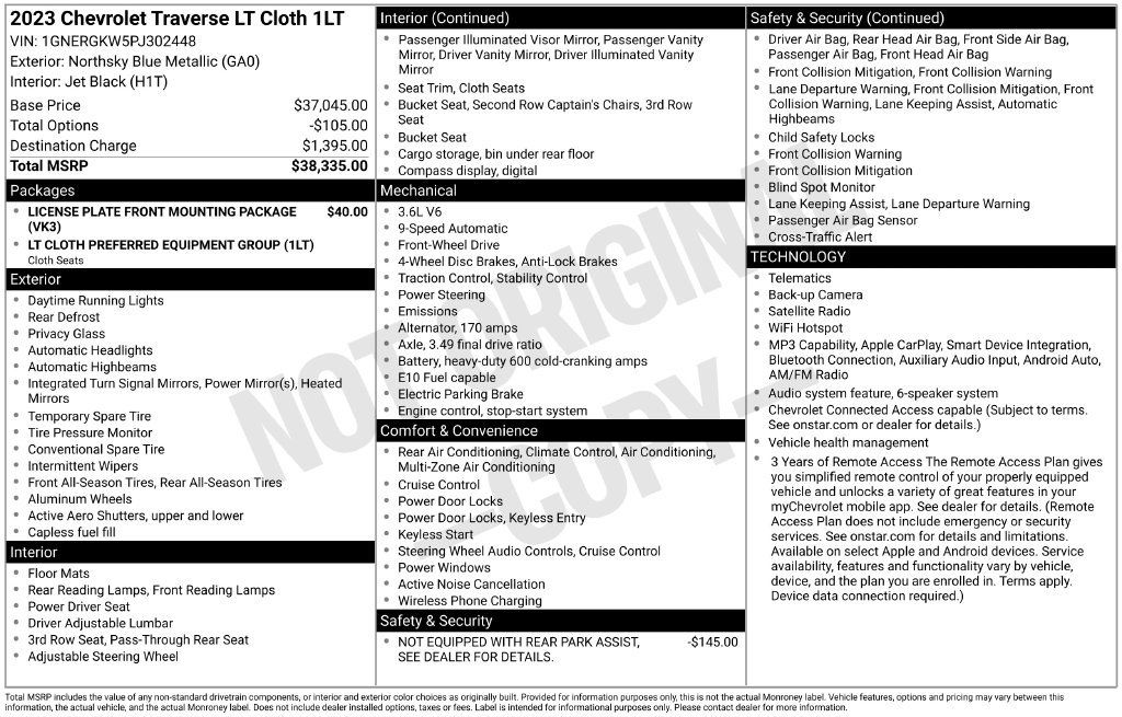 Used 2023 Chevrolet Traverse LT FWD image 5