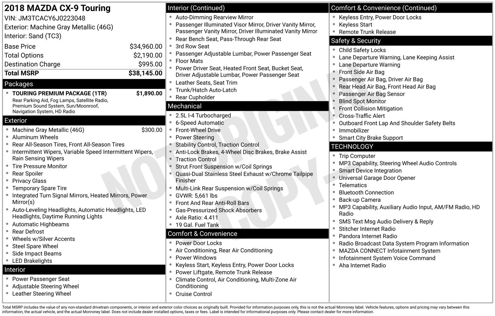 Used 2018 MAZDA CX-9 Touring w/ Touring Premium Package FWD image 2