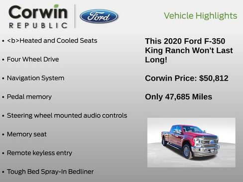Certified 2020 Ford F350 King Ranch w/ Chrome Package image 6
