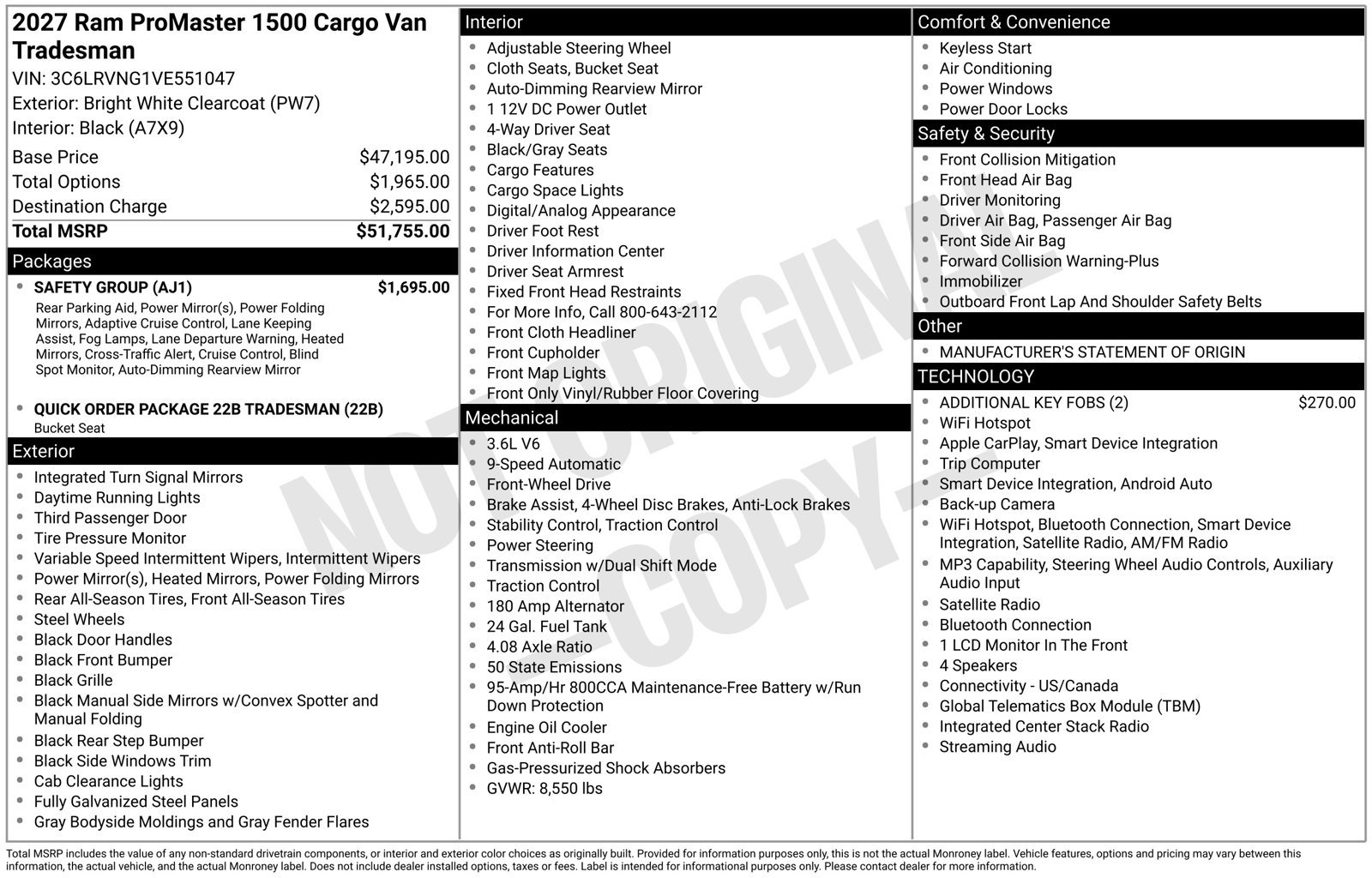 New 2027 RAM ProMaster 1500 w/ Safety Group FWD image 26