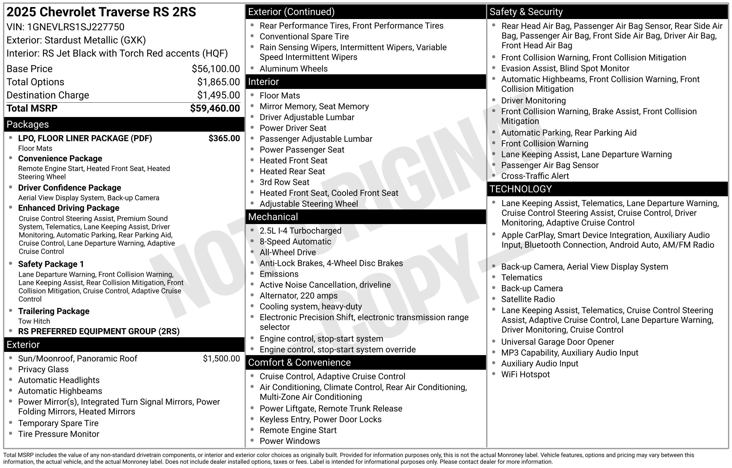 Used 2025 Chevrolet Traverse RS w/ LPO, Floor Liner Package AWD/4WD image 2