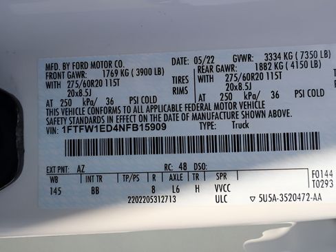 Used 2022 Ford F150 Platinum w/ Equipment Group 701A High AWD/4WD image 46