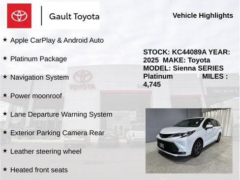 Certified 2025 Toyota Sienna Platinum AWD/4WD image 5