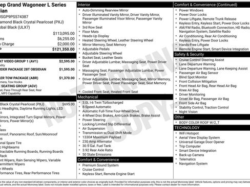 Used 2023 Jeep Grand Wagoneer L Series III w/ Rear Seat Video Group 1 image 25