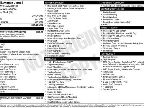 Used 2021 Volkswagen Jetta S w/ Driver Assistance Package FWD image 2