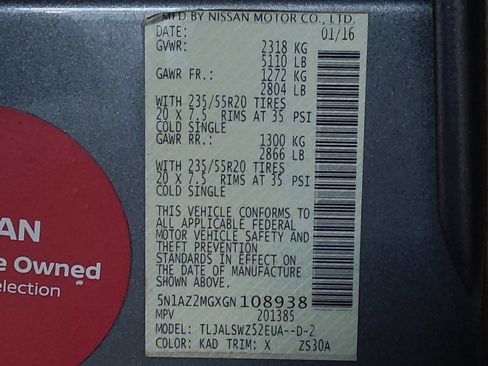 Used 2016 Nissan Murano Platinum w/ Platinum Technology Package FWD image 33