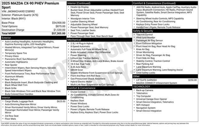 Certified 2025 MAZDA CX-90 Plug-In Hybrid w/Premium Sport AWD/4WD image 5