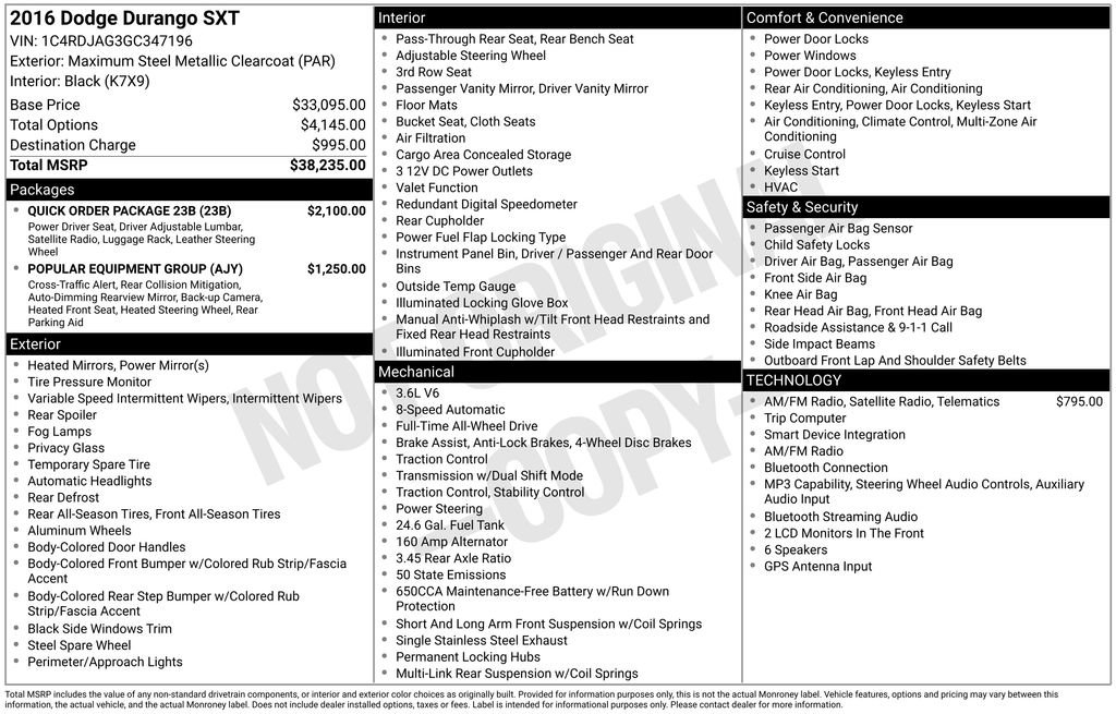 Used 2016 Dodge Durango SXT w/ Quick Order Package 23B AWD/4WD image 6