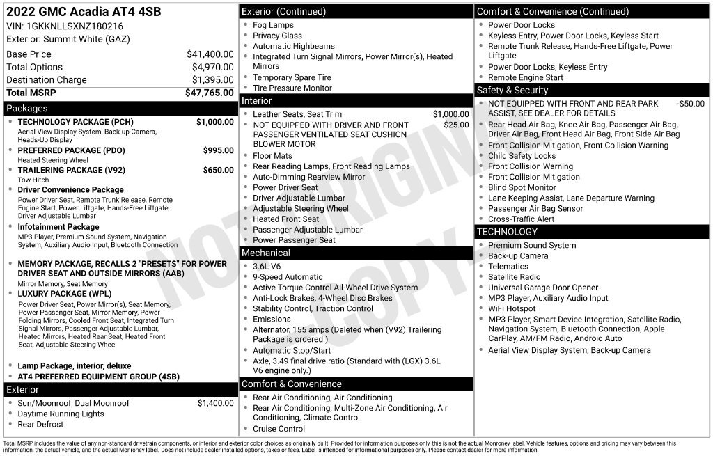 Used 2022 GMC Acadia AT4 w/ Technology Package AWD/4WD image 23