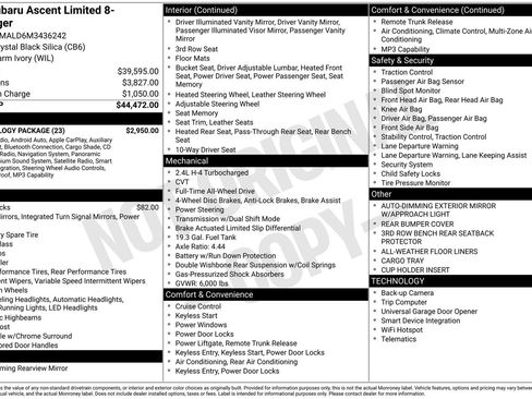 Certified 2021 Subaru Ascent Limited w/ Technology Package image 23