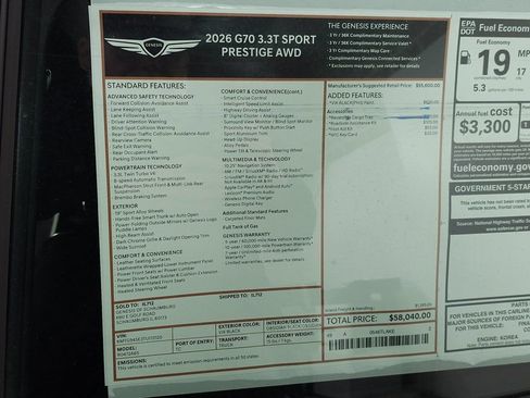 Used 2026 Genesis G70 3.3T Sport Prestige AWD/4WD image 31