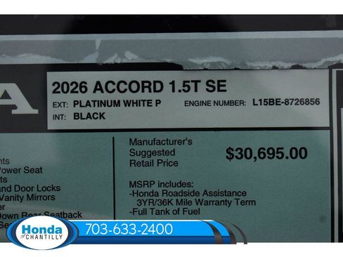 New 2026 Honda Accord SE image 38
