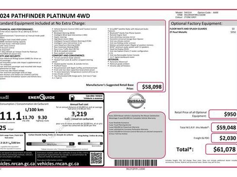 Used 2024 Nissan Pathfinder Platinum AWD/4WD image 1