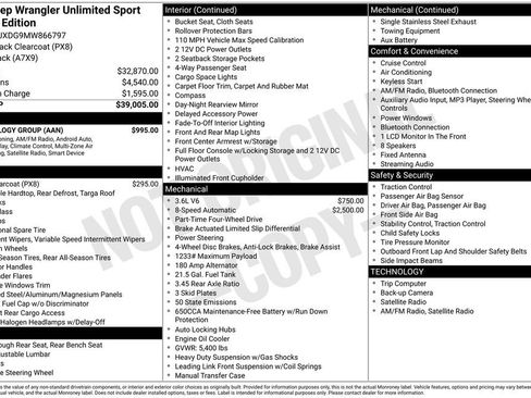 Used 2021 Jeep Wrangler Unlimited Sport w/ Technology Group image 30