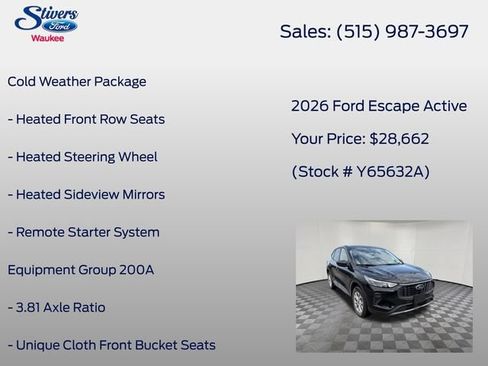 Certified 2026 Ford Escape Active w/ Cold Weather Package AWD/4WD image 8
