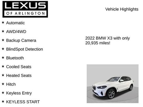 Used 2022 BMW X3 xDrive30i w/ Premium Package 2 AWD/4WD image 8