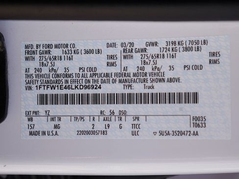 Used 2020 Ford F150 XLT w/ Equipment Group 302A Luxury AWD/4WD image 67