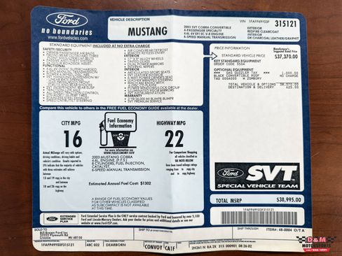 Used 2003 Ford Mustang SVT Cobra Convertible RWD image 60